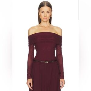 MAJORELLE Trey Bodysuit in Oxblood